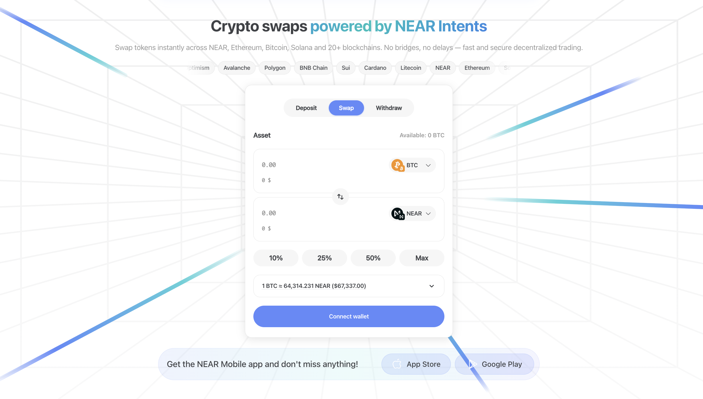 Crypto Swaps Powered by NEAR Intents | NEAR Mobile DEX